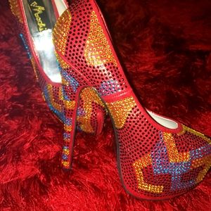 Machi Rhinestone-encrusted Platform Pumps